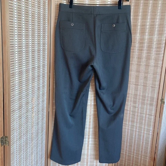 Armani, Collezioni Brown Sand thick cotton fabric trousers buckle front wide leg - Picture 5 of 9